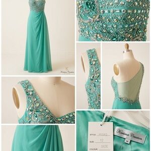 Jade Embellished Evening Gown